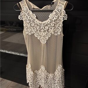 Lace Overlay Sleeveless Dress